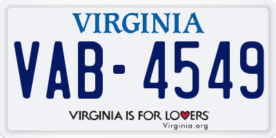 VA license plate VAB4549