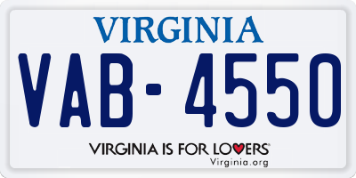 VA license plate VAB4550