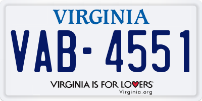 VA license plate VAB4551