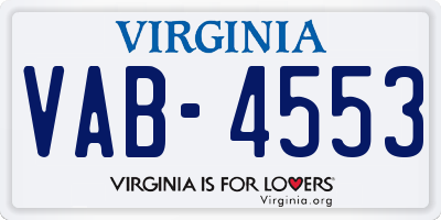 VA license plate VAB4553