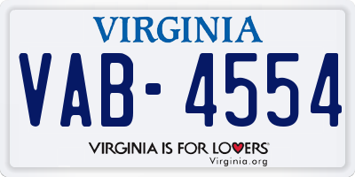 VA license plate VAB4554