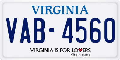 VA license plate VAB4560