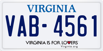 VA license plate VAB4561