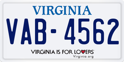 VA license plate VAB4562