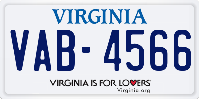 VA license plate VAB4566