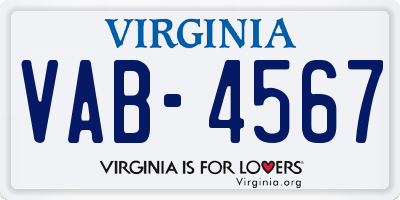 VA license plate VAB4567