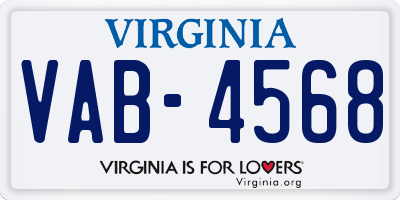 VA license plate VAB4568