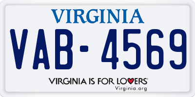 VA license plate VAB4569