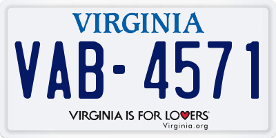 VA license plate VAB4571