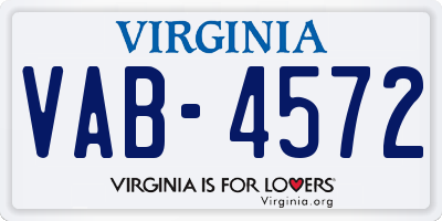 VA license plate VAB4572