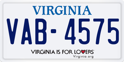 VA license plate VAB4575