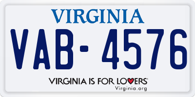 VA license plate VAB4576