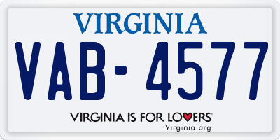 VA license plate VAB4577