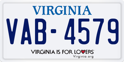 VA license plate VAB4579