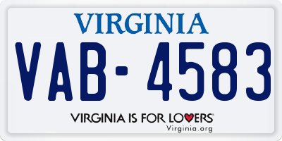 VA license plate VAB4583