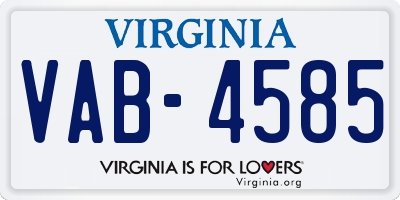 VA license plate VAB4585