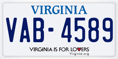 VA license plate VAB4589