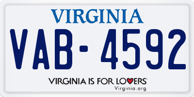 VA license plate VAB4592