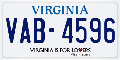 VA license plate VAB4596