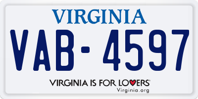 VA license plate VAB4597