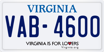 VA license plate VAB4600