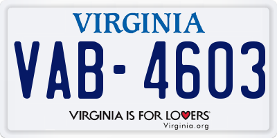 VA license plate VAB4603