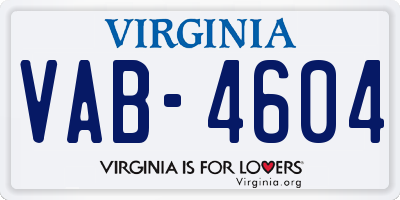 VA license plate VAB4604