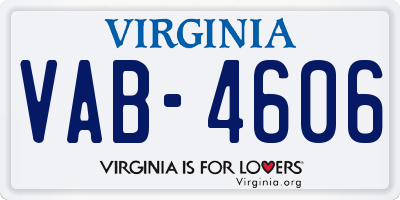 VA license plate VAB4606