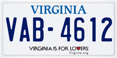 VA license plate VAB4612