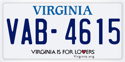 VA license plate VAB4615