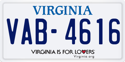 VA license plate VAB4616