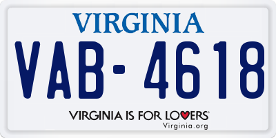 VA license plate VAB4618