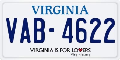 VA license plate VAB4622