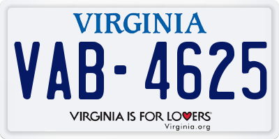 VA license plate VAB4625