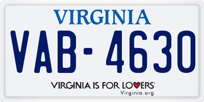 VA license plate VAB4630