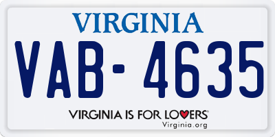 VA license plate VAB4635