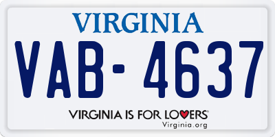 VA license plate VAB4637