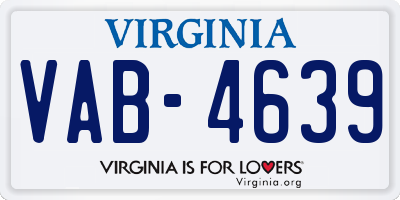 VA license plate VAB4639