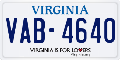 VA license plate VAB4640