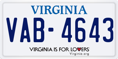 VA license plate VAB4643