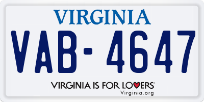 VA license plate VAB4647