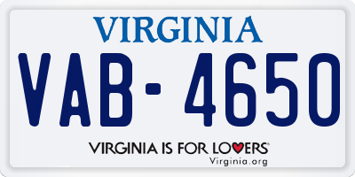 VA license plate VAB4650