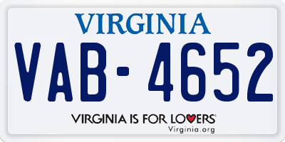 VA license plate VAB4652