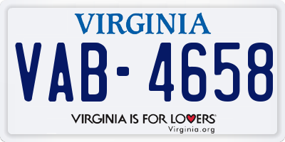 VA license plate VAB4658