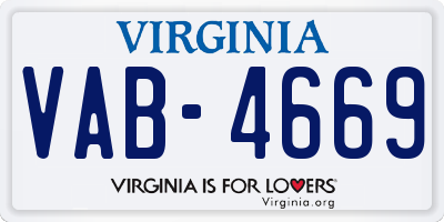 VA license plate VAB4669
