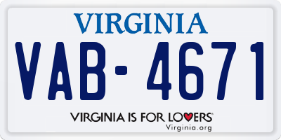 VA license plate VAB4671