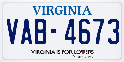 VA license plate VAB4673