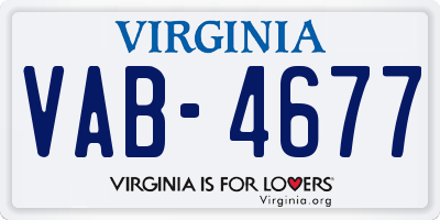 VA license plate VAB4677