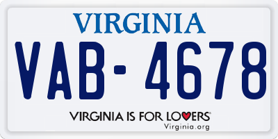 VA license plate VAB4678
