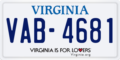 VA license plate VAB4681